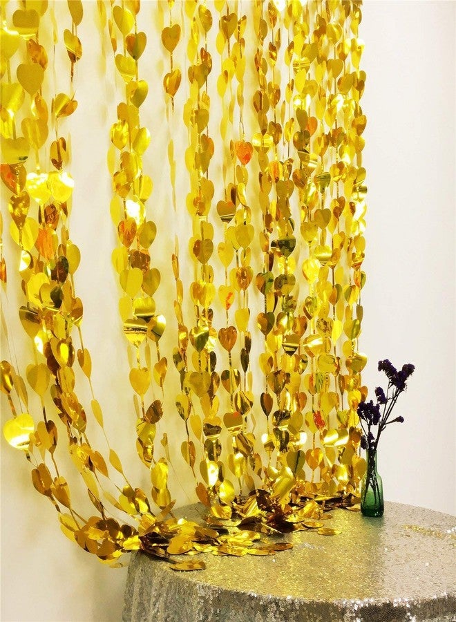 WOLFANO Gold Heart Shaped Foil Fringe Decorative Curtains Foil Fringe Curtains for Wedding, Engagement, Bridal Shower, Bachelorette Celebration,6 ft Long (Pack of 2) - Image 4